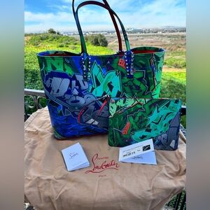 Christian Louboutin Paris Metro Graffiti Tote VEUC